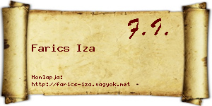 Farics Iza névjegykártya